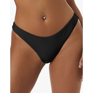 ZAFUL Black High Cut Plain Bikini Bottoms NWT Size L